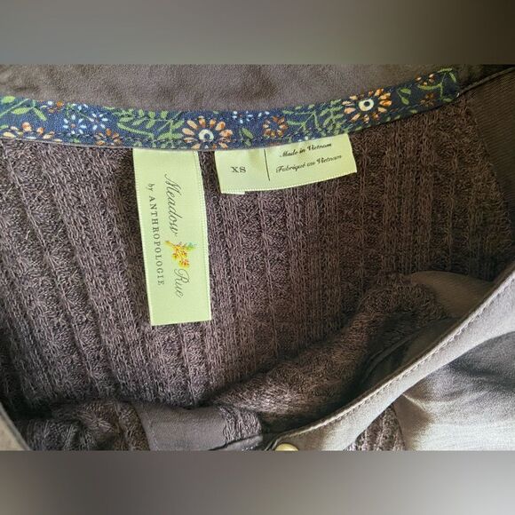 Anthropologie MEADOW RUE Purple Kersee Henley Blouse Top Mixed Materials Size XS - Picture 7 of 8